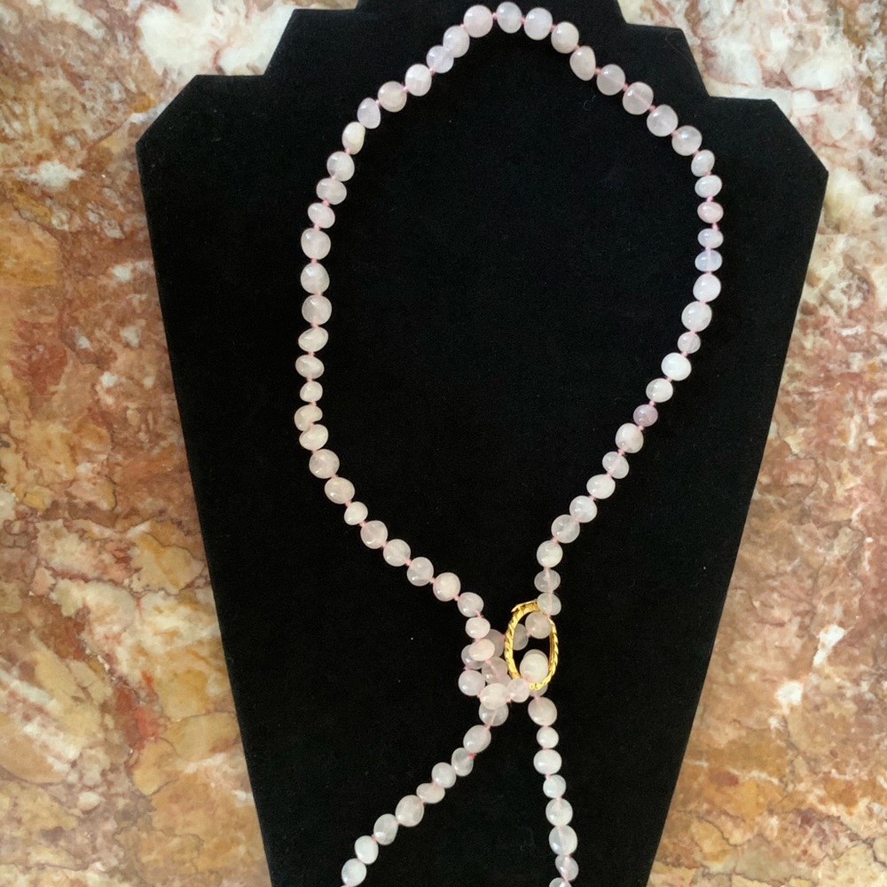Vintage Genuine Rose Quartz Pink Necklace - Picture 3 of 4